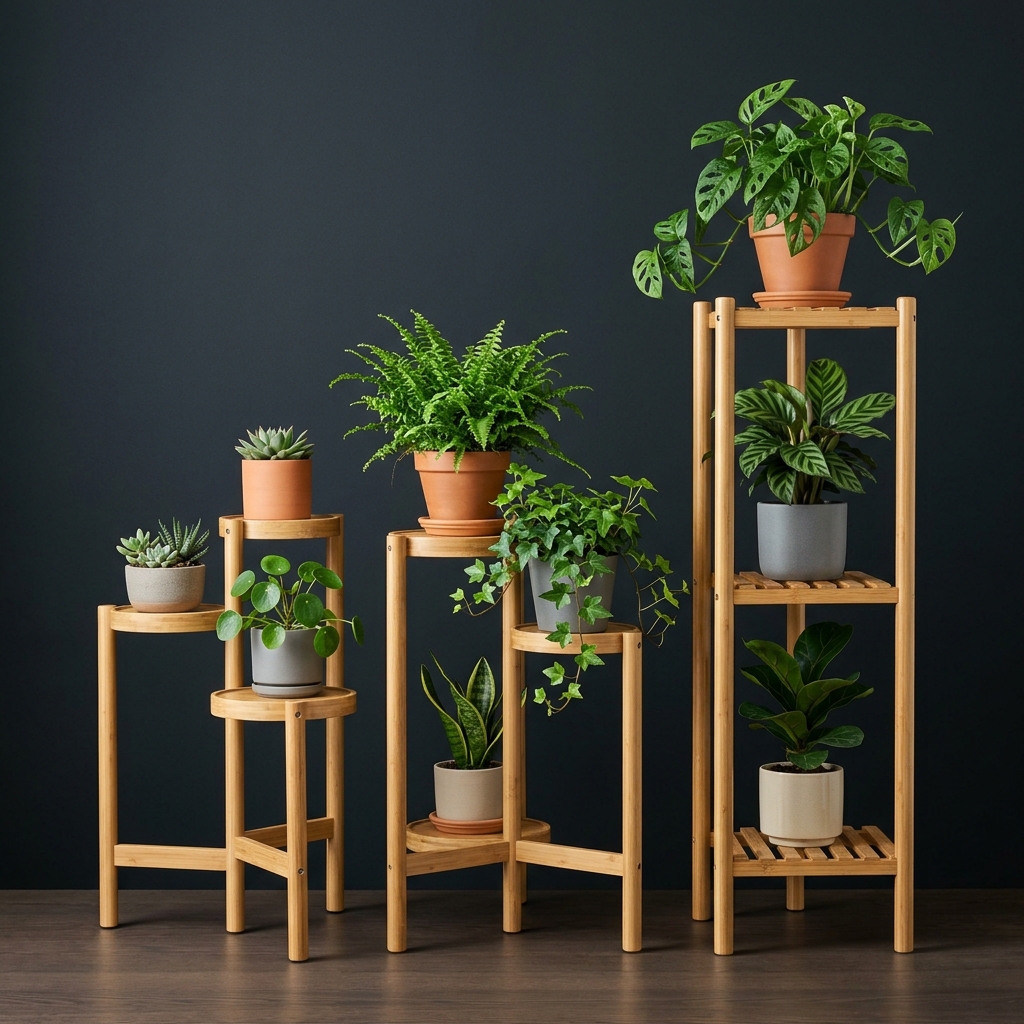 Bamboo Plant Stand Set